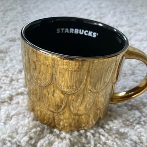 Starbucks 14 ounce mug. Gold mermaid.